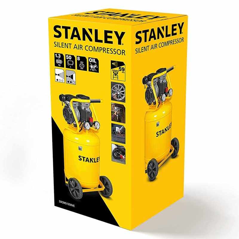 Compresor Silent Stanley 50 L 1.3 CP / 1000W 8Bar 150 l/min 59dB - SXCMS1350VE